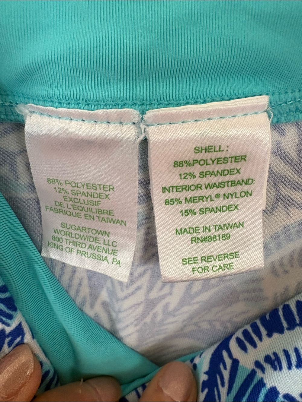 Lilly Pulitzer Luxletic Blue Tropical Print Cropped Leggings Size Large - Picture 5 of 6